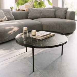 Konferenčný stolík Torell 80×80 cm keramika Laminam®Noir Desir hnedá