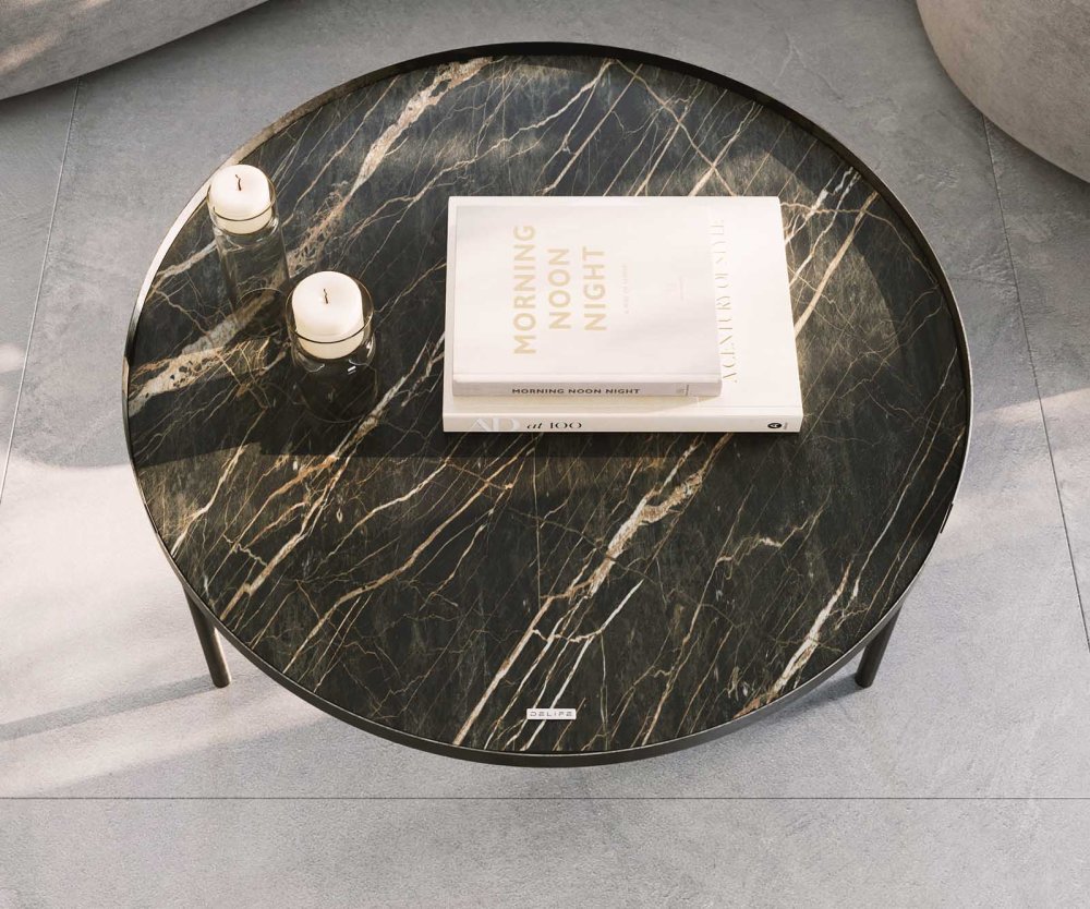 Konferenčný stolík Torell 80x80 cm keramika Laminam®Noir Desir hnedá – Obrázok 5