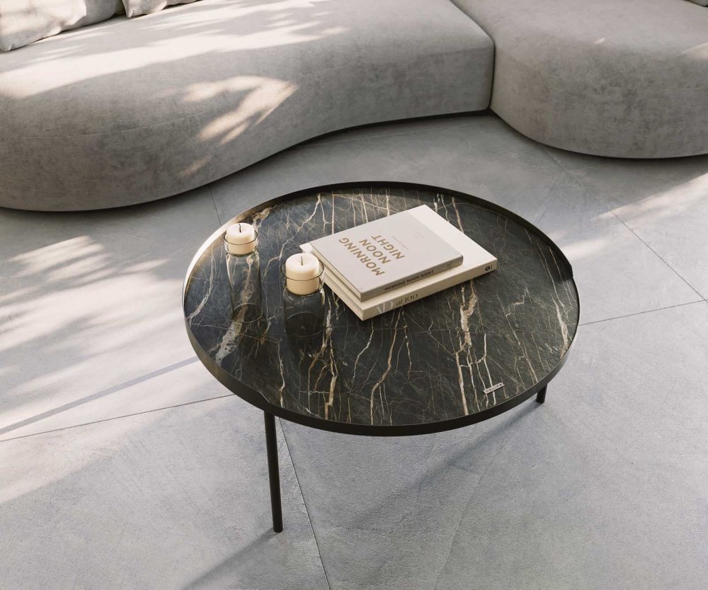 Konferenčný stolík Torell 80x80 cm keramika Laminam®Noir Desir hnedá – Obrázok 4