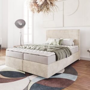 Boxspring posteľ Dream-Well 140×200 cm manšester béžová s matracom