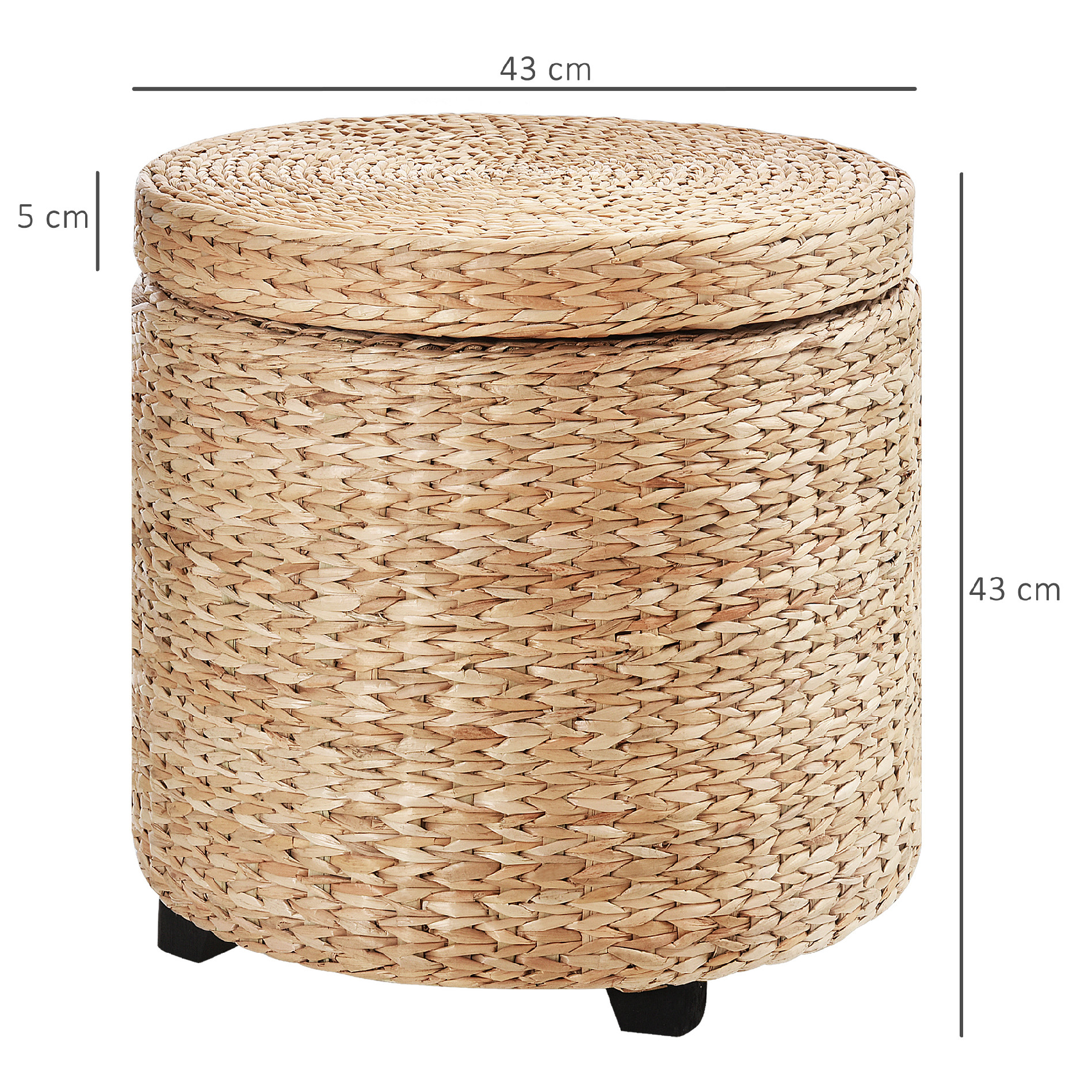 HOMCOM Stolička s úložným priestorom slama ratan 43x43cm – Obrázok 7