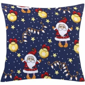Bellatex Vianočný vankúš s obliečkou Santa modrý,45 × 45 cm