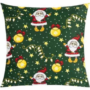 Bellatex Vianočný vankúš s obliečkou Santa,zelený, 45 × 45 cm
