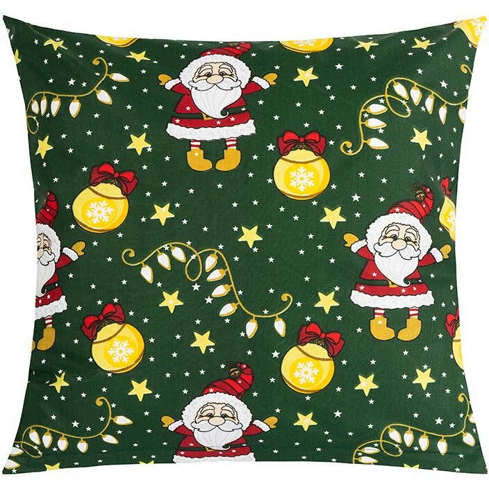 Bellatex Vianočný vankúš s obliečkou Santa,zelený, 45 × 45 cm