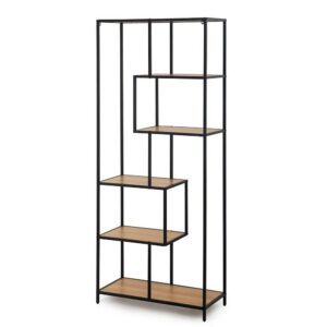 Kovový regál LOFTY GRID Asym Oak, 185 x 77 cm